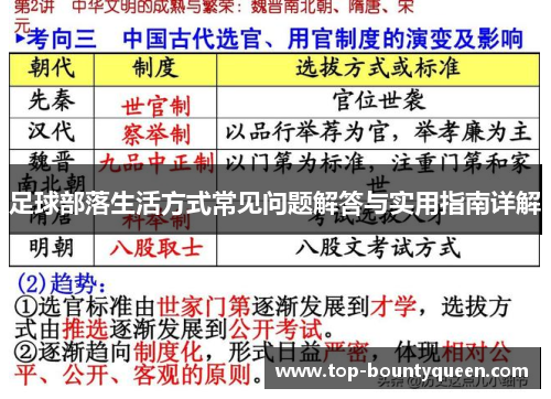 足球部落生活方式常见问题解答与实用指南详解